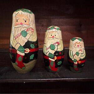 Vintage Santa Nesting Dolls | Set of 3 | Christmas Folk Art Decor